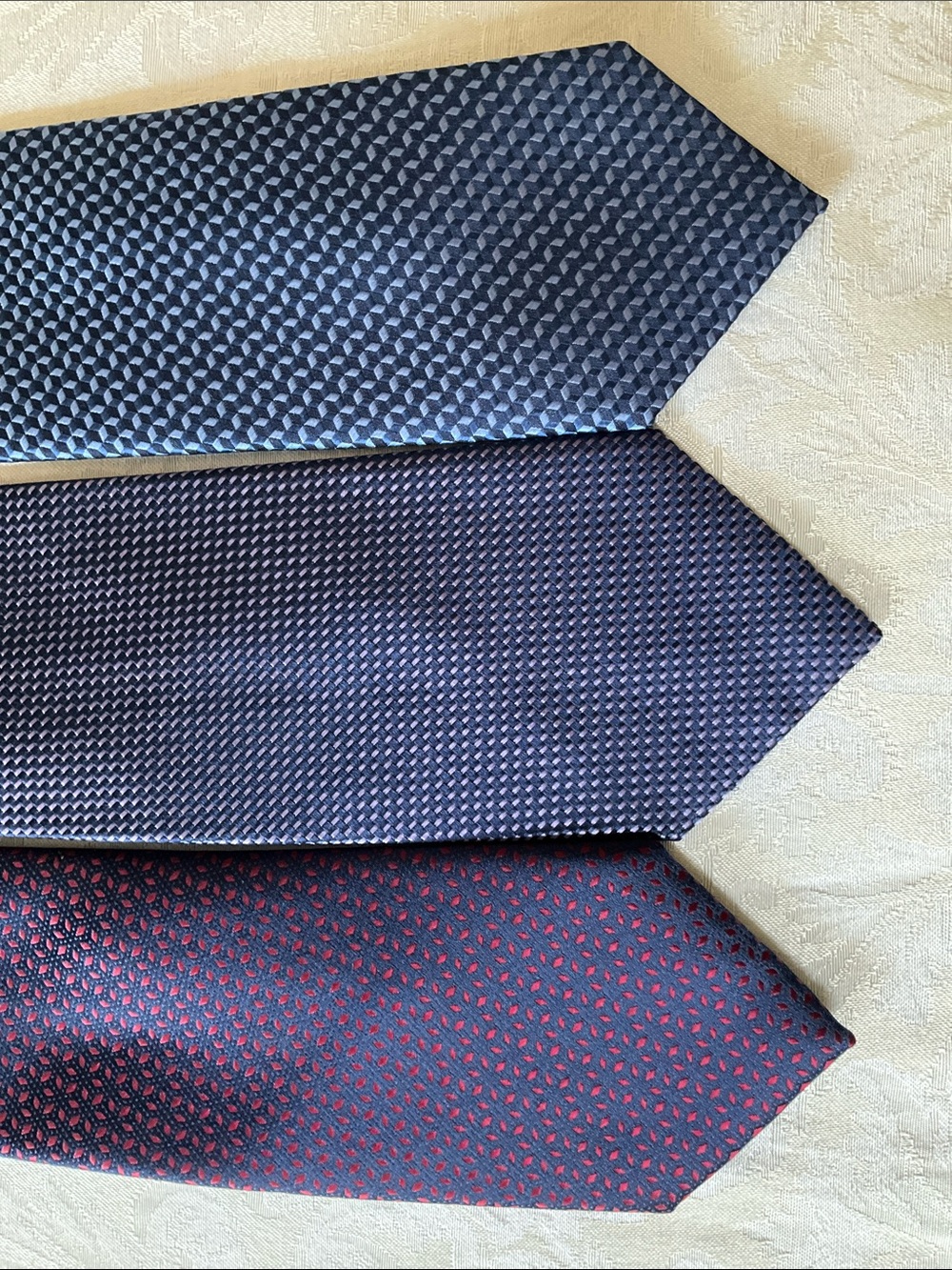 Men's Solid and Textured Ties - Burgundy, Charcoal, Navy - Picture 3 of 3